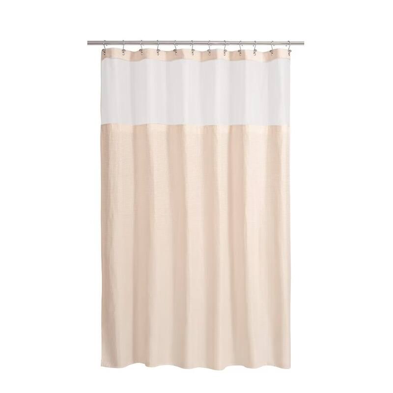Waffle Weave Shower Curtain with Snap-in Liner 12 Hooks Included