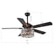 52" Matte Black Plywood 5-Blade Ceiling Fan with Remote