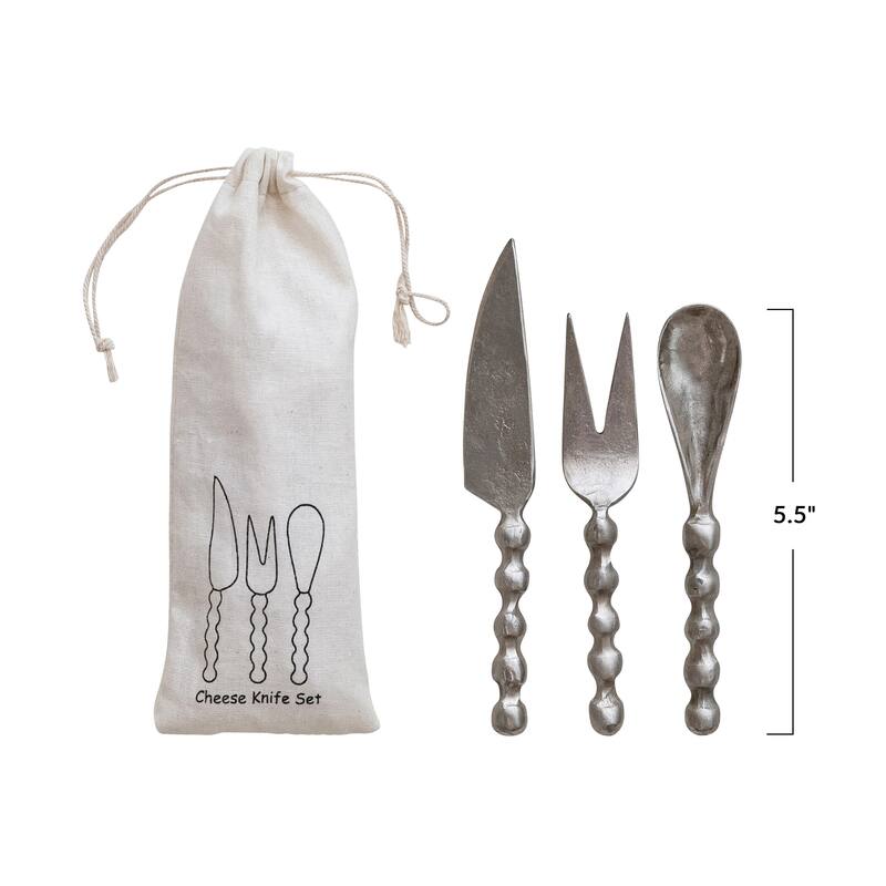 Hand-Forged Metal Cheese Knives Set