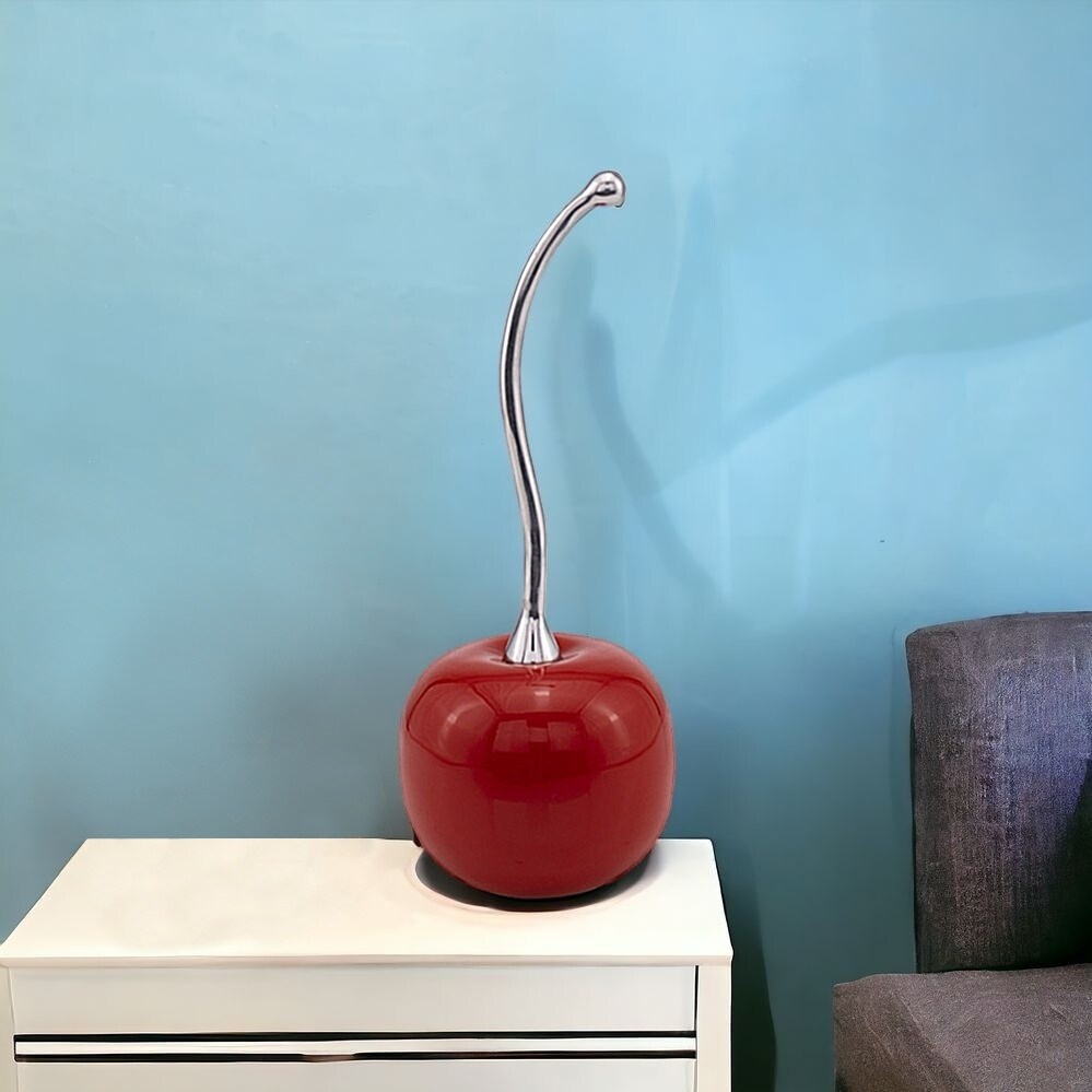 HomeRoots 14" Red and Silver Aluminum Tabletop Sculpture - 5.25' X '14' X '5.25