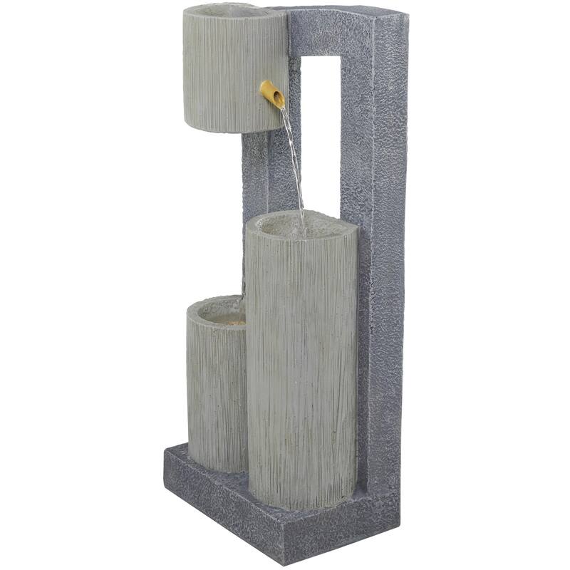 Fiberglass 3 Tier Fountain with LED Light - Gray - Roche River Decor