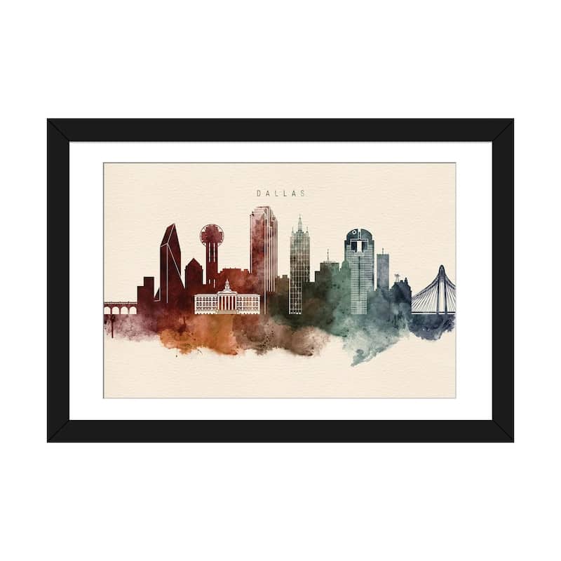iCanvas "Dallas Desert Skyline" by WallDecorAddict - Black - 24x32x1