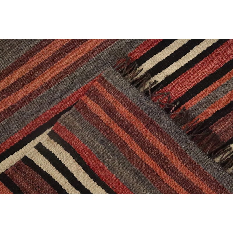 Hand Woven Oriental 100% Wool Carpet Southwestern Geometric Multi-Colored Kilim Area Rug - 8' 11'' X 4' 8''