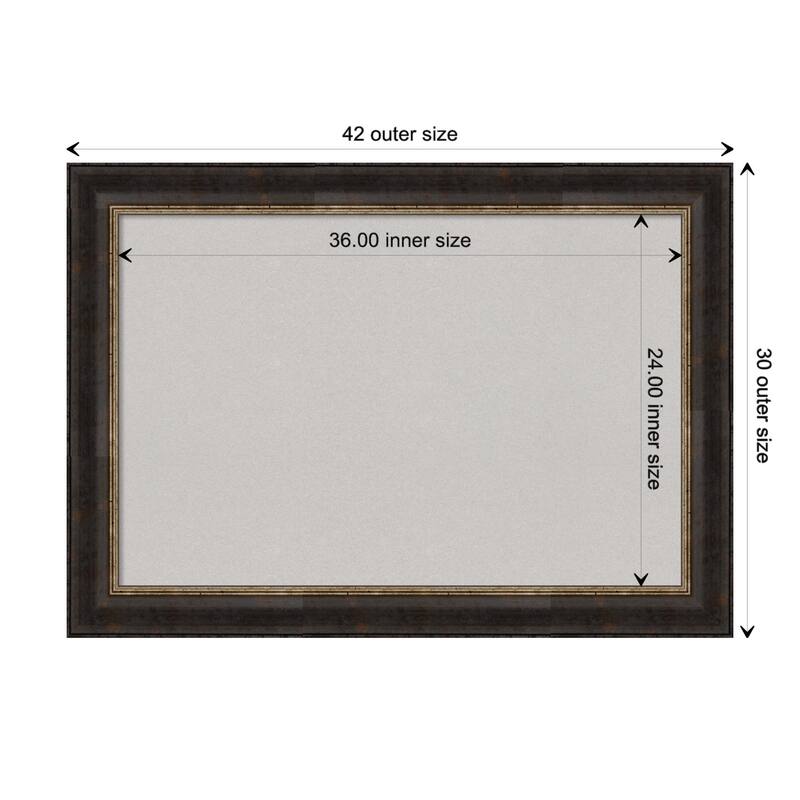 Varied Black Framed Grey Corkboard Bulletin Board - Board Size 36x24