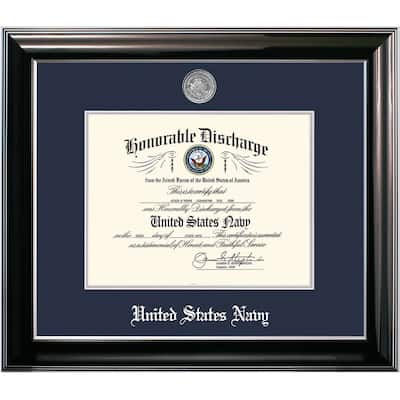 Patriot Frames Navy 8.5x11 Discharge Classic Black Frame with Silver Medallion