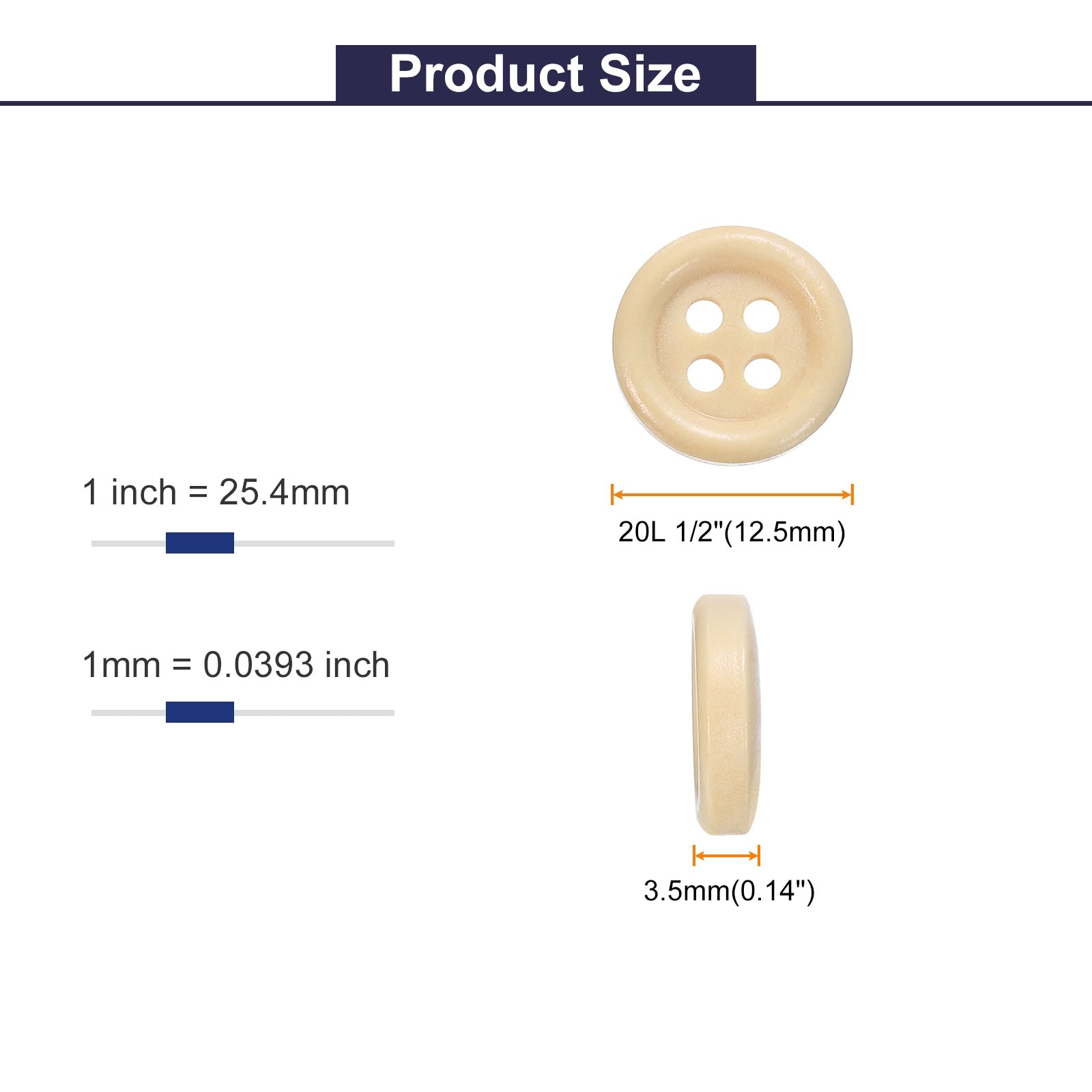 Wooden Sewing Button 4 Holes Wood Round Craft Replacement Buttons for Clothing DIY Crafts Decoration