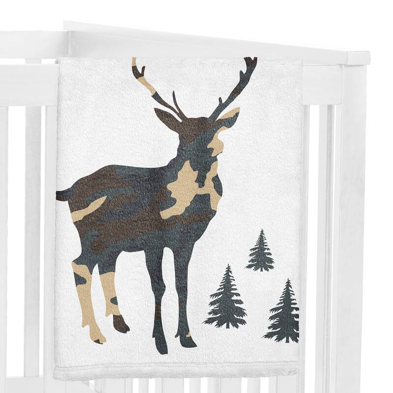 Woodland Camo Deer Collection Boy Baby Monthly Milestone Blanket - Beige Green Black Rustic Forest Animal Camoflauge Arrows Wild