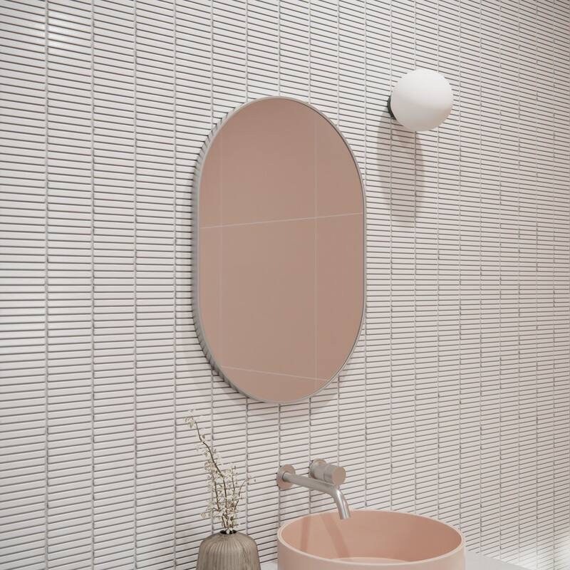 Glass Warehouse SF-PL-20X28 Inara 20" W x 28" H Contemporary Oval - Brushed Nickel