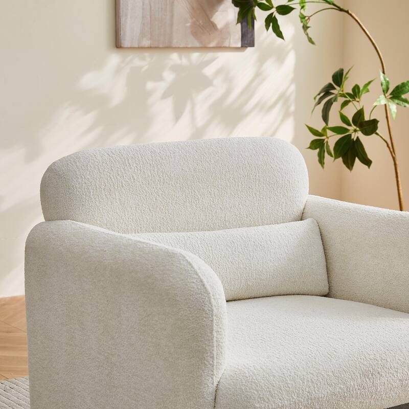 Accent Chair, Curved Back Single Armchair, Plush Upholstered
