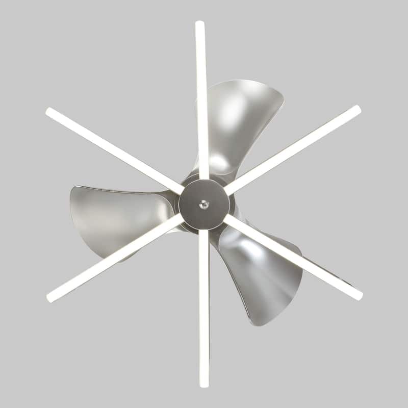 29 in. LED Indoor Satin Nickel Downrod Mount Chandelier Ceiling Fan with Light and Remote Control - 29.5" D x 18" H