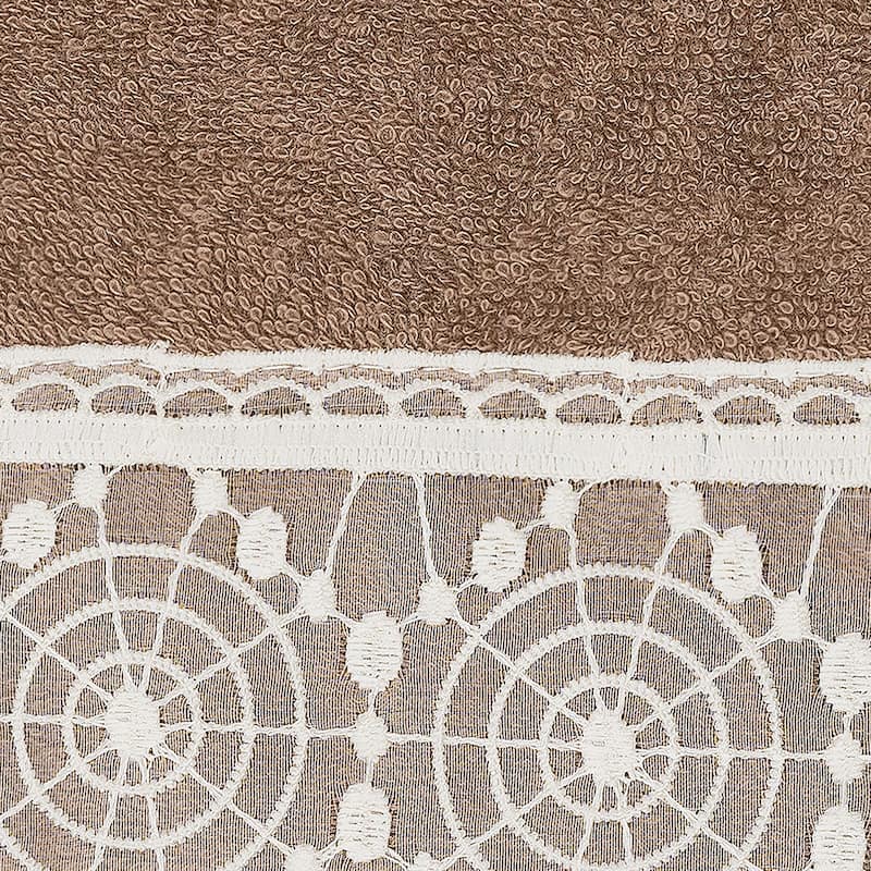 Authentic Hotel and Spa 100% Turkish Cotton Arian 3PC Cream Lace Embellished Towel Set