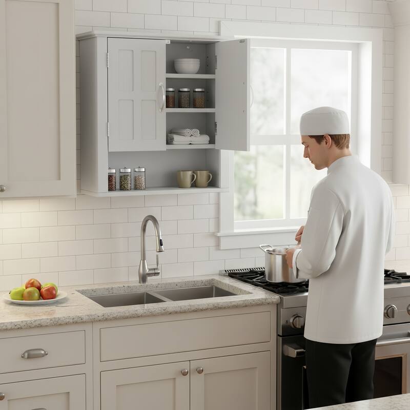 Bathroom Wall Storage Cabinet, Multi -functional Wall Mounted Cabinet with Adjustable Shelves, Medicine Cabinet