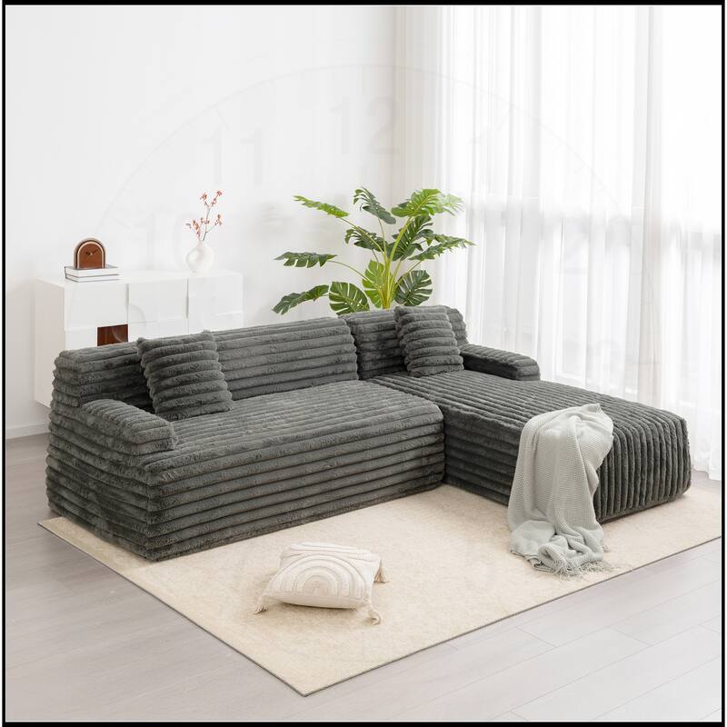 110" Cloud Sectional Sofa Upholstered Free-combined