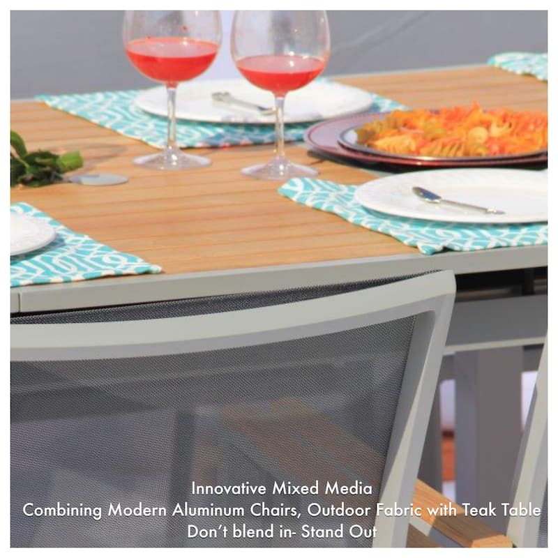 Catania Grey Seagull 11-Piece Aluminum Outdoor Dining Set with Sling Set in Pewter - N/A