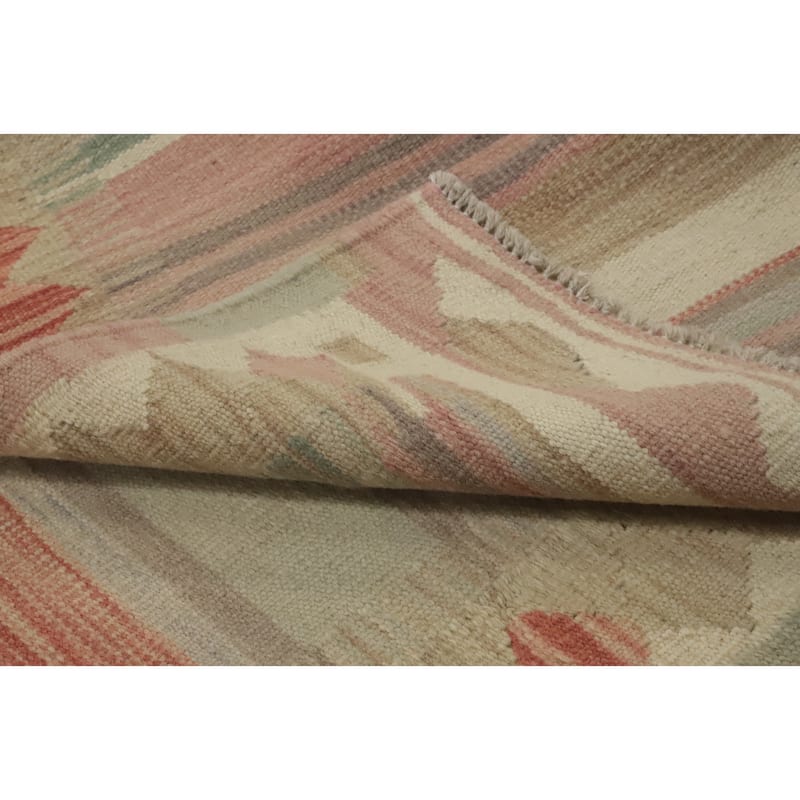 Hand Woven Oriental 100% Wool Carpet Southwestern Tribal Multi-Colored Kilim Runner Rug - 12' 1'' X 2' 7''
