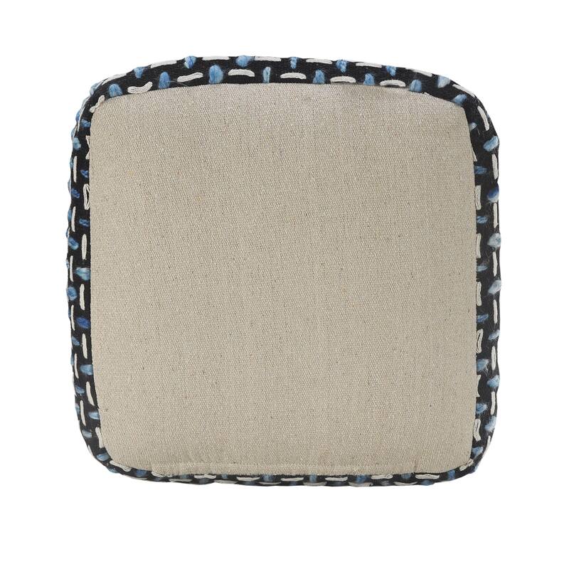 HomeRoots 16" Black Polyester Ottoman