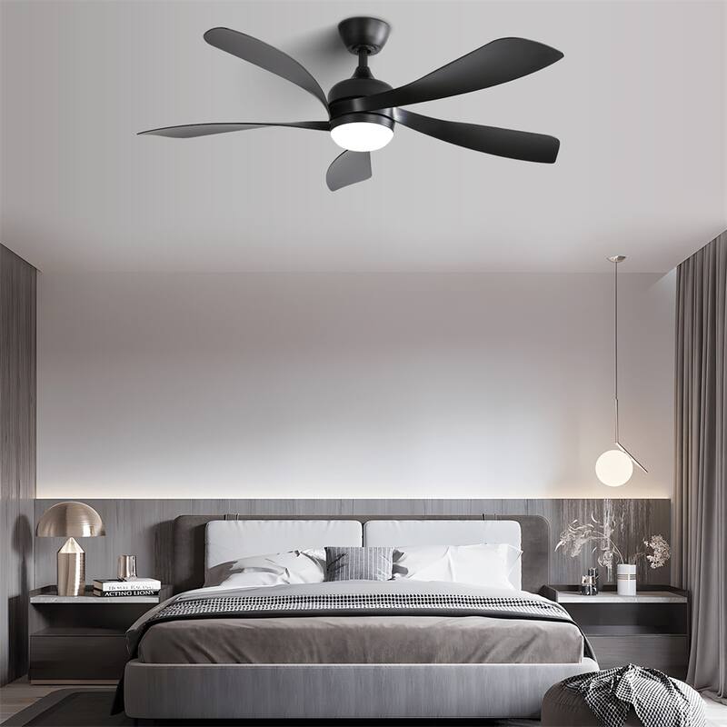 52" Dimmable Led Ceiling Fan with Remote Control,Reversible DC Motor - Black