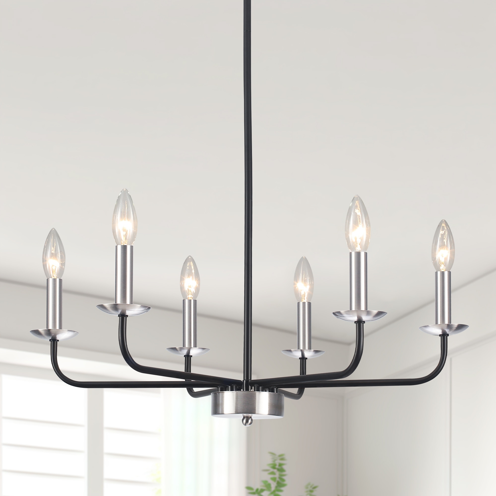 6-Light Classic Candle Chandelier Farmhouse Ceiling Light for Bedroom Kitchen Island Foyer Entryway