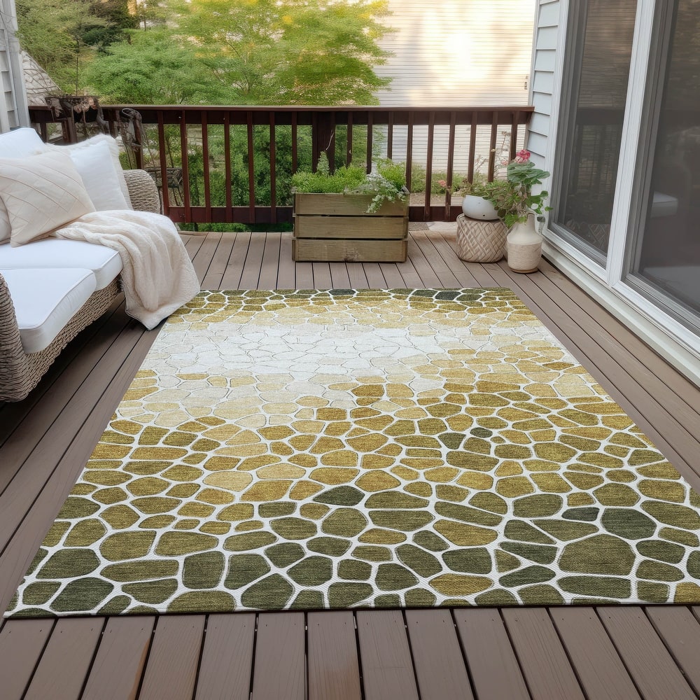 Machine Washable Indoor/Outdoor Contemporary Ombre Chantille Rug