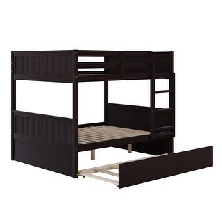 Full Over Full Bunk Bed with Twin Size Trundle, Space-saving, Espresso