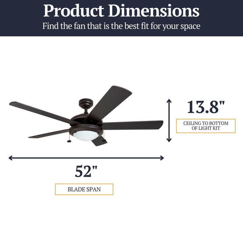 52" Prominence Home Bolivar Farmhouse Ceiling Fan with Light and Pull Chains - 52-inch