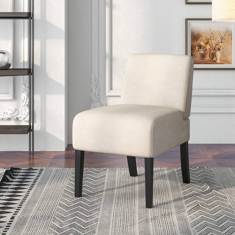 Gymax 4PCS Armless Accent Chair w/ Rubber Wood Legs Modern Vanity