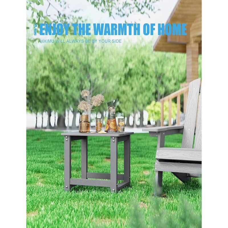 WINSOON Outside Adirondack Square Side Table, Weather Resistant Patio Tables Set Of 2