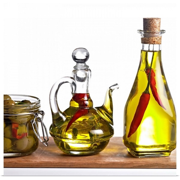 "Oil with chillies and olive" Poster Print