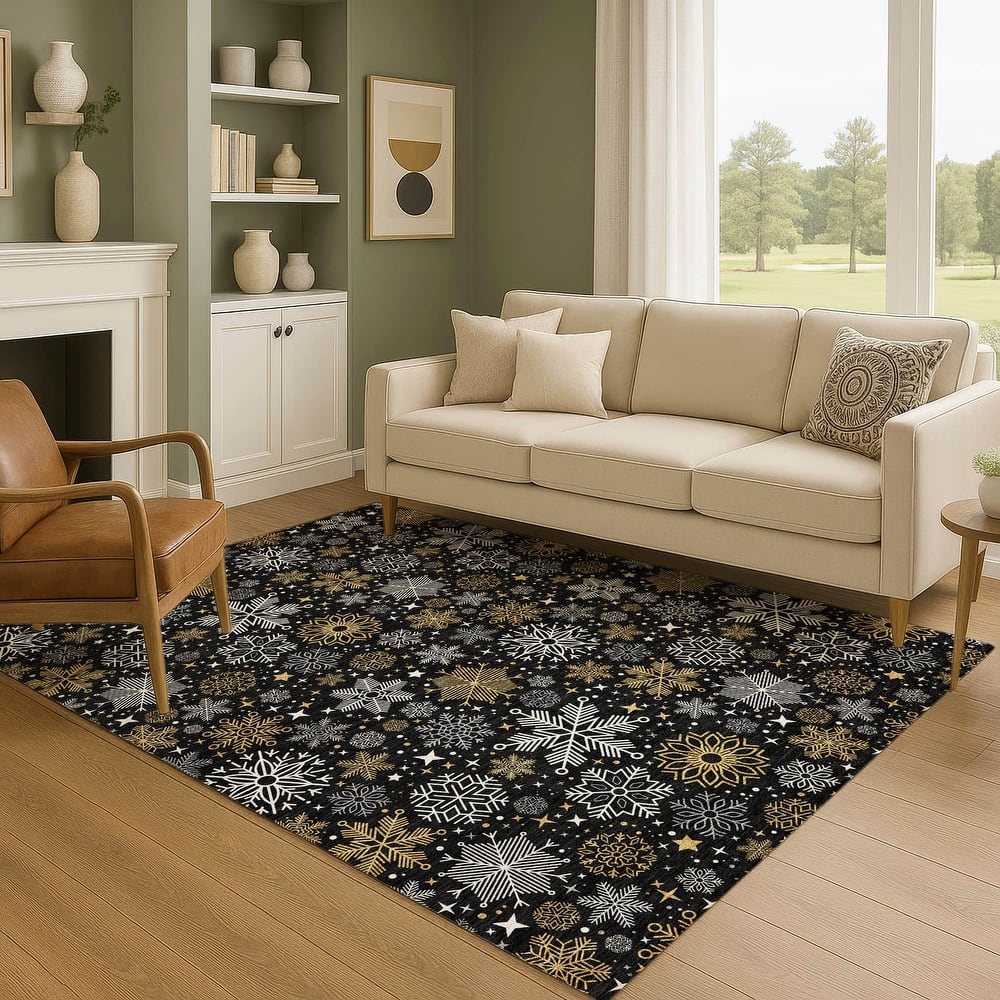 Premium Washable Super Soft Winter Snowflake Mayfield Rug