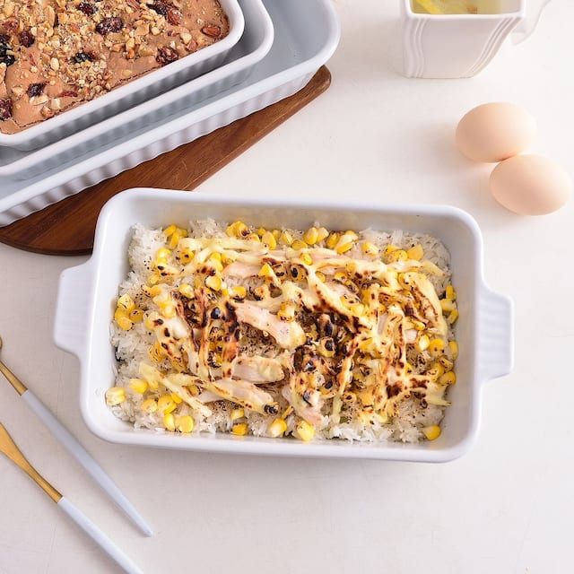 MALACASA Series Bake.Bake, Rectangle Porcelain Bakeware Set