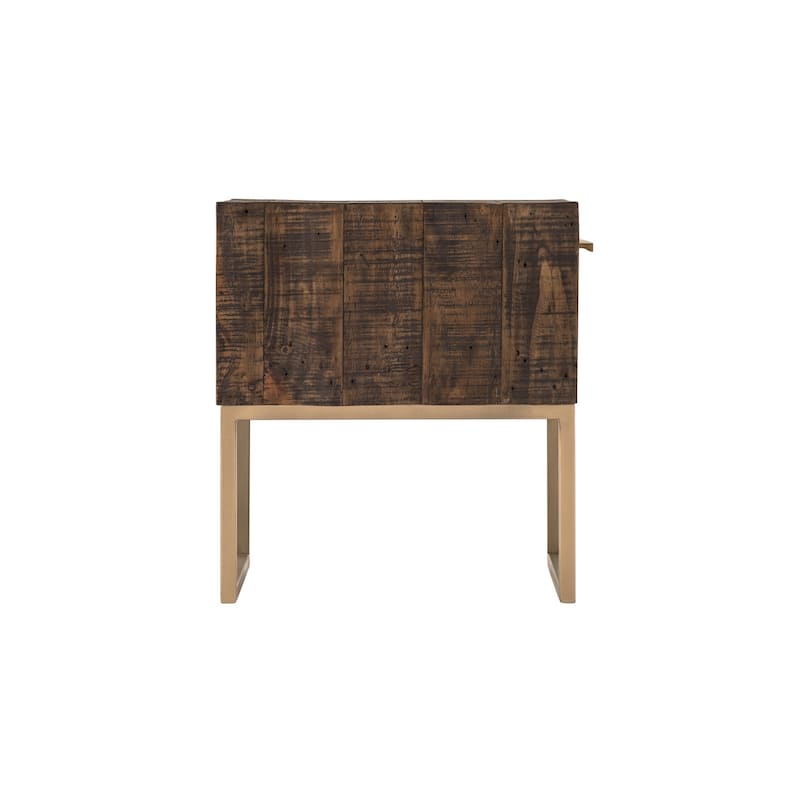 HomeRoots 18" Antiqued Brass And Brown Reclaimed Wood End Table With Drawer - 18' X '20' X '18