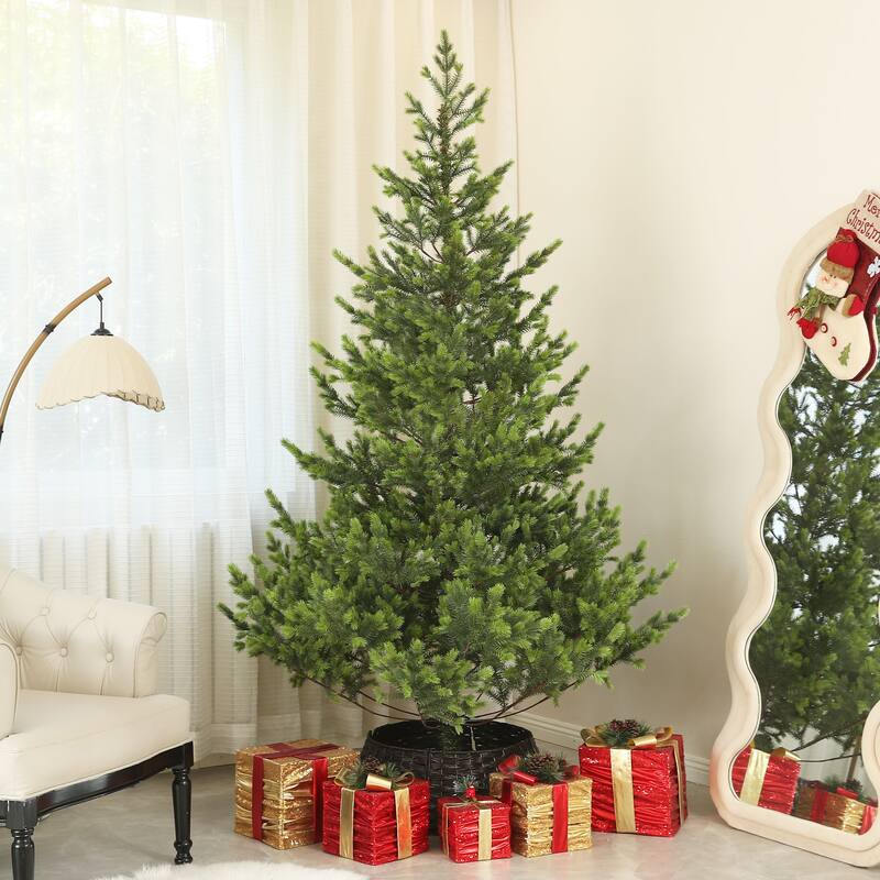 7ft Sparse Cedar Christmas Tree with 2901 Tips, Flame Retardant, Easy Setup - Green