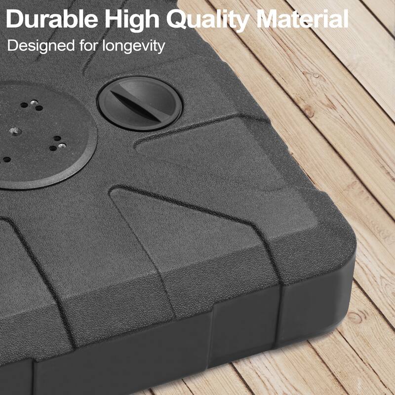 12 x 9 FT Outdoor Patio Cantilever Umbrella with Solar Lights Double Canopy 360 Rotation Tilt with Rod Wheel Base