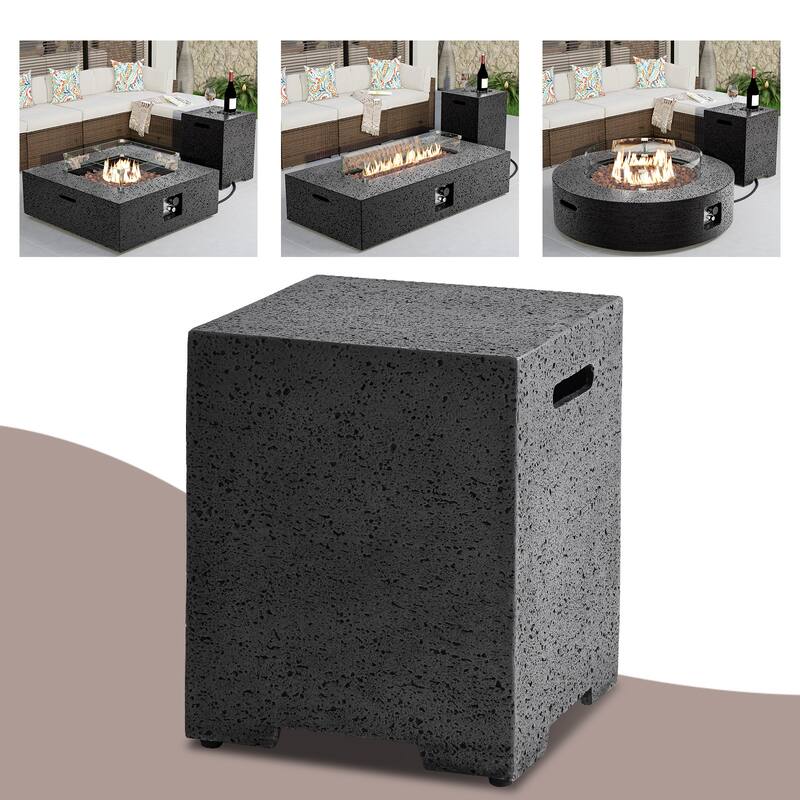 COSIEST Concrete Outdoor Propane Tank Cover Table - Stone Grey