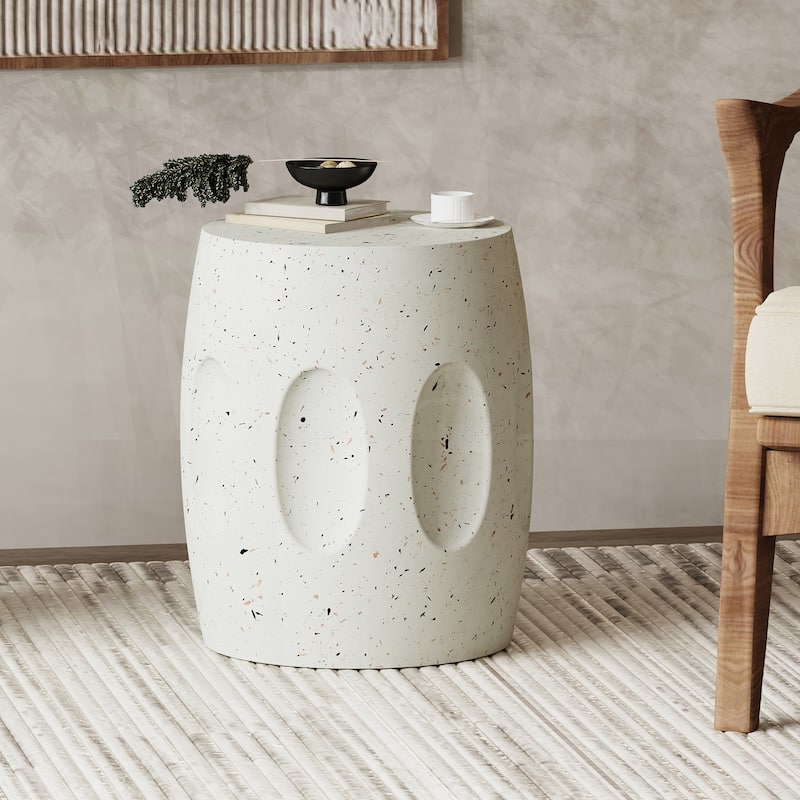 Artloge Side Table Round Modern Lightweight Contemporary Furniture Drum Shaped End Table - 13.4x18.11''
