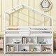 preview thumbnail 3 of 4, Twin House Loft Bed with Roof Frame Under Bed Shelving Storage Unit White