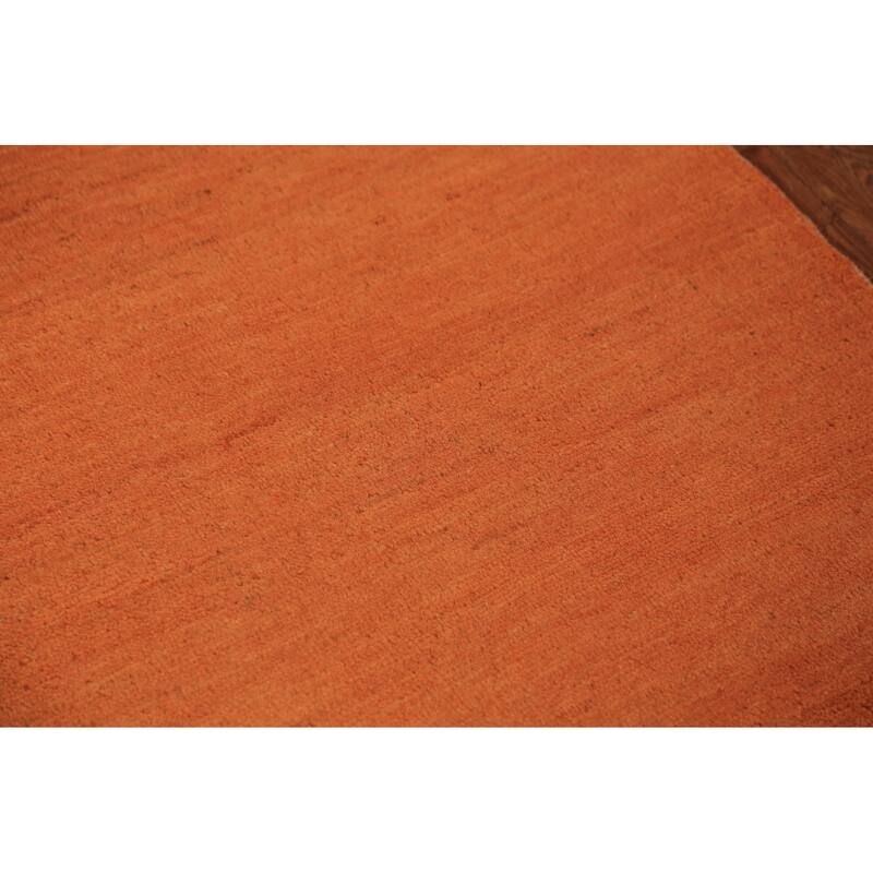Orange Gabbeh Modern Rug Hand-Knotted Oriental Wool Carpet - 2'9" x 4'3"