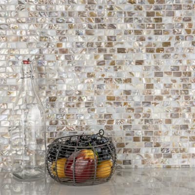 Merola Tile Conchella Subway Natural 12-1/4" x 12-1/2" Natural Shell Wall Tile
