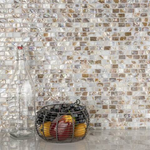 Merola Tile Conchella Subway Natural 12.25" x 12.5" Natural Seashell Mosaic Tile