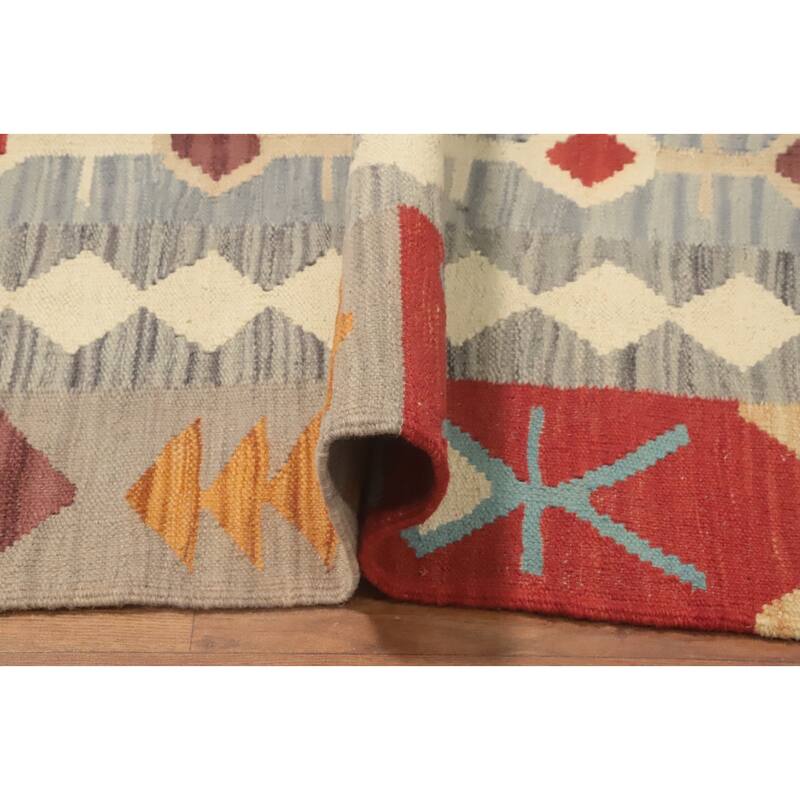 Hand Woven Oriental 100% Wool Carpet Southwestern Tribal Green Kilim Area Rug - 10' 0'' X 6' 9''
