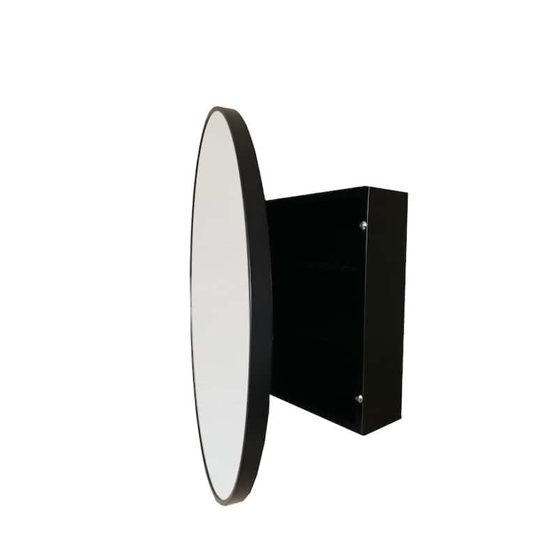 Round Metal Frame Medicine Cabinet In Matte Black