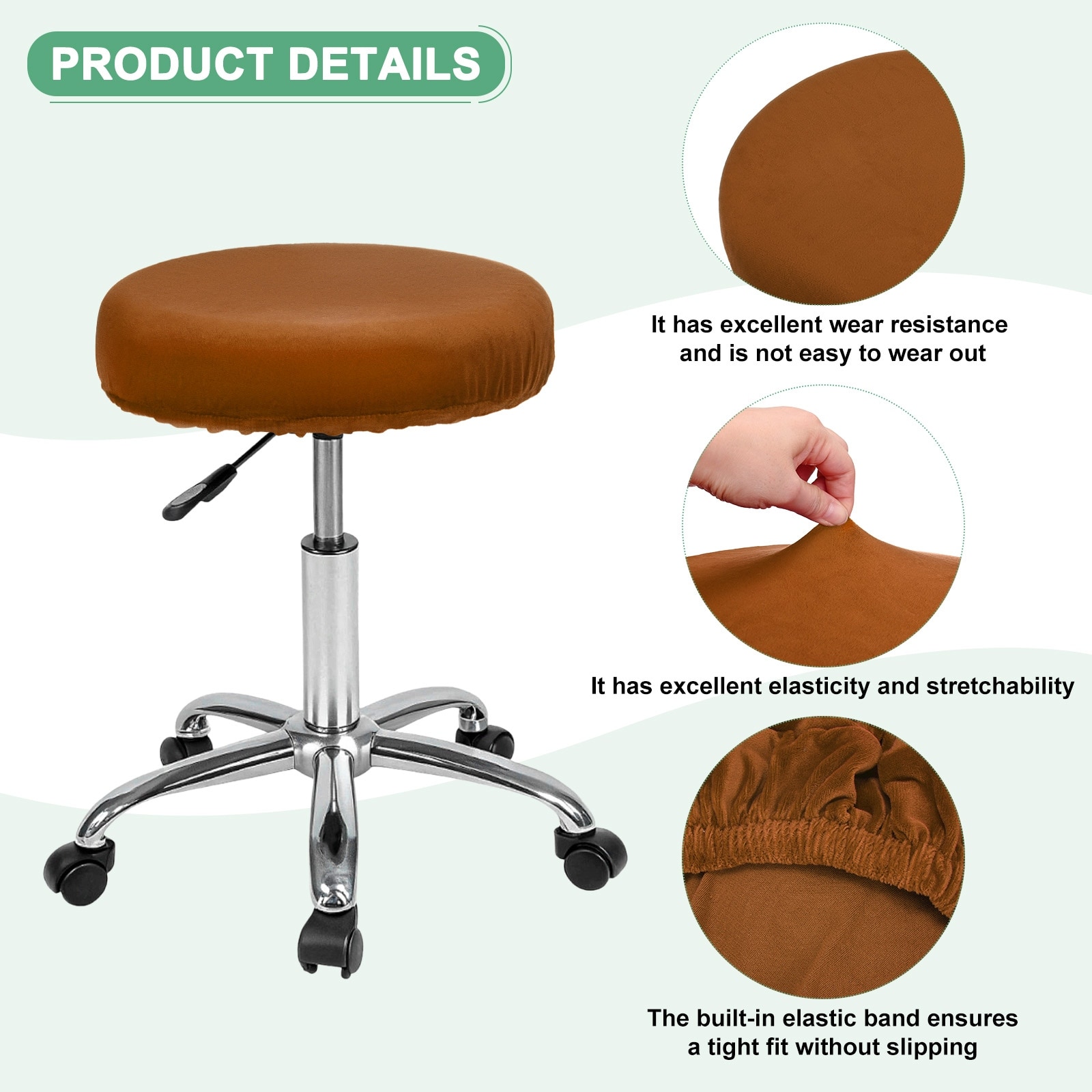 Bar Stool Covers Round, Velvet Washable Stool Cushion Slipcover