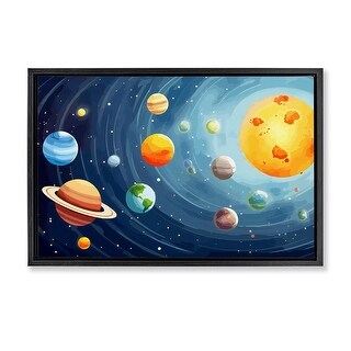 Stupell Solar System Planets Orbit Framed Floater Canvas Wall Art ...