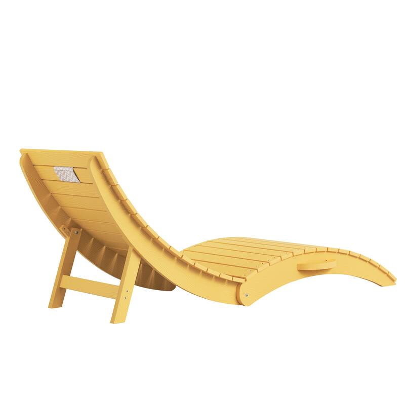 2-Piece Folding HDPS Plastic Outdoor Pool Chaise Lounges with Headrest Cushion