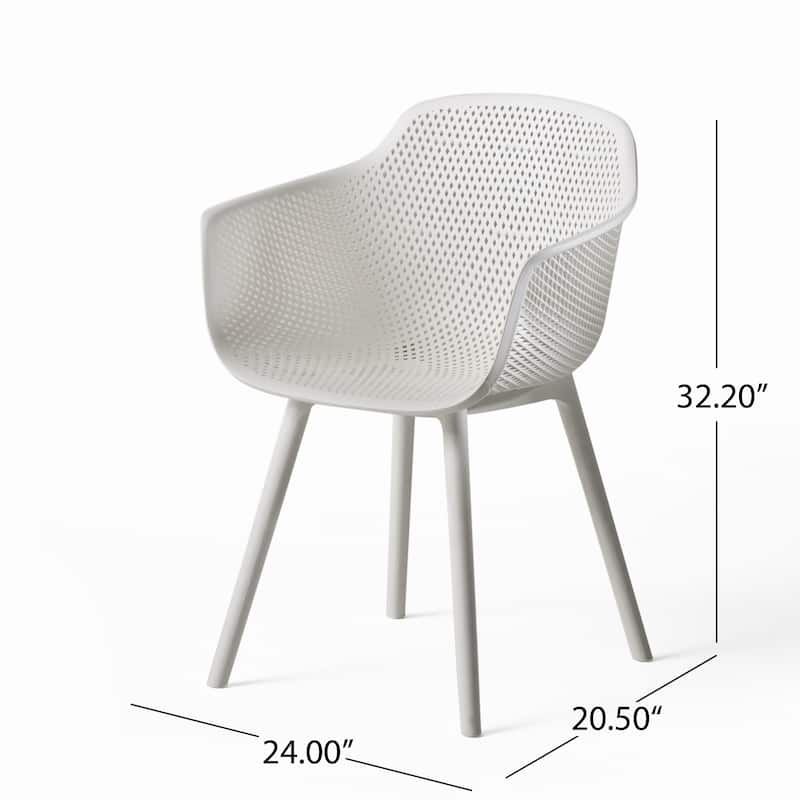 Roomfitters Modern Outdoor Armchairs with Perforated Back and Curved Seat, Lightweight Patio Seating, Set of 2
