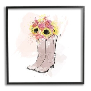 Stupell Sunflower Bouquet Cowboy Boots Framed Giclee Art, Design by ...