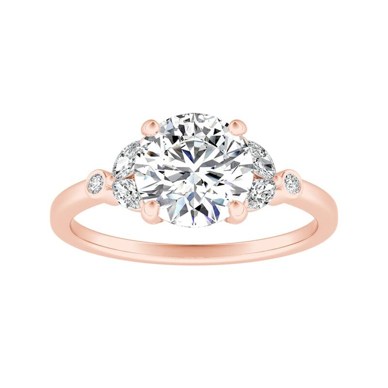 Auriya 14k Gold 2ctw Vintage Floral Moissanite and Diamond Engagement Ring 1/4ctw