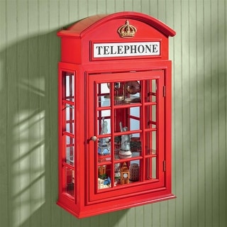 Design Toscano Piccadilly Circus British Telephone Booth Wall Curio Cabinet - 15.5 x 6.5 x 26