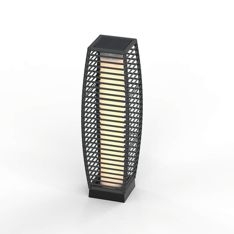Outdoor Floor Lamp Solar, Lantern Wicker Deck Lights for Garden Decor-1 Piece - 31in