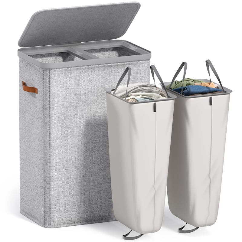 Sorbus 2-Compartment Laundry Basket with Removable Laundry Bag - Durable Organizer for Bathroom.